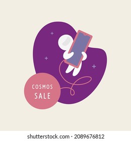 Illustration of an astronaut with mobile in space