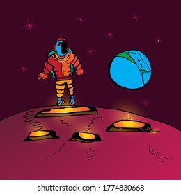 illustration of an astronaut on mars