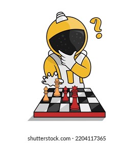 illustration of astronaut playing chess, suitable for flayer needs, social media feeds, t-shirt industry and others..