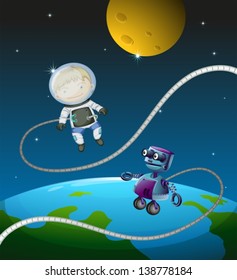 Illustration of an astronaut and a robot