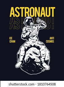 Illustration Of Astronaut Sitting On The Moon