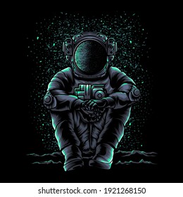 Illustration Of Astronaut Sitting Relaxed