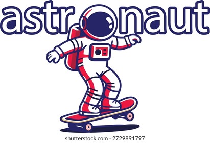 Illustration Astronaut Skateboarding im Weltraum