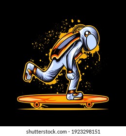 illustration of astronaut skateboarding for t-shirt