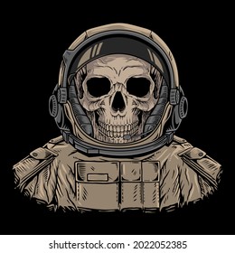 ILLUSTRATION ASTRONAUT SKULL PREMIUM VECTOR