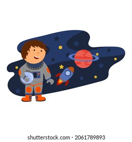 illustration of an astronaut in space, vector isolated on a white background.
