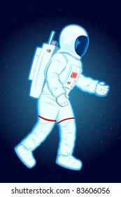 illustration of astronaut in spacesuit in space
