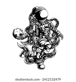 illustration of an astronaut in a sports style