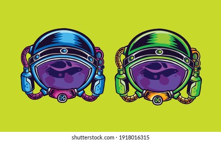 illustration astronaut with two color version
