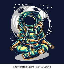 illustration astronaut unique pose Yoga