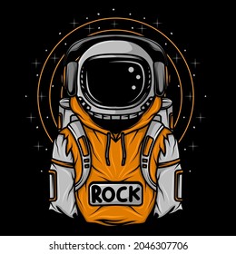 Illustration of astronaut using headphones