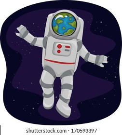 Illustration of an Astronaut Viewing the Earth from Space