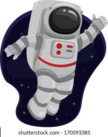 Illustration of an Astronaut Waving from Space