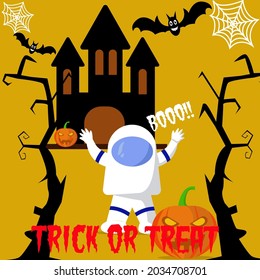 illustration of astronauts becoming ghosts at halloween event