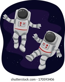 Illustration of Astronauts Floating in Space