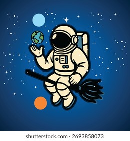 ILUSTRACIÓN DE UN ASTRONAUTA EN EL ESPACIO 