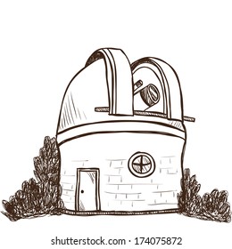 Illustration of astronomical observatory - hand drawn style