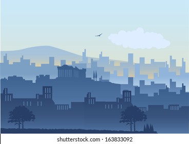 An Illustration Of Athens Skyline