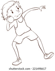 Ilustración de un atleta arrojando peso