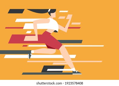 Illustration of a athletic woman running in speed