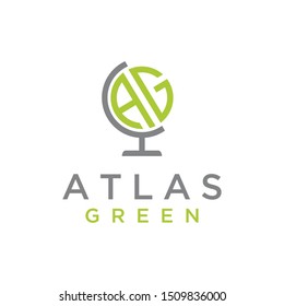 Illustration of atlas sign with the initials AG made like an atlas globe sign logo design graphic.