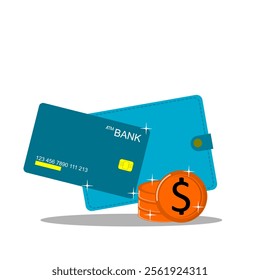 Illustration of an ATM card as storage Modern Flat Design