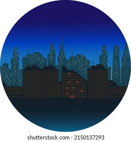 illustration of the atmosphere of the modern city scene at night