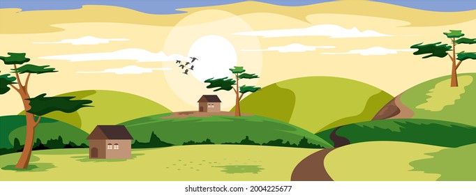 illustration of the atmosphere of the mountains on a sunny day