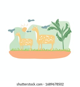 illustration of the atmosphere in nature with animals