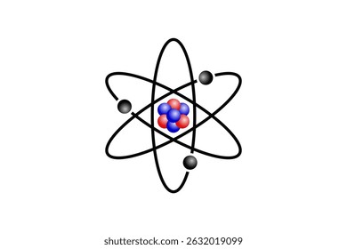 ilustração de um átomo com próton de nêutrons de elétrons de núcleo