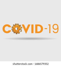Illustration of Attacking Coronavirus over Orange Covid-19 Text
