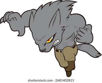Ilustración de un hombre lobo atacante