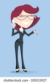 Illustration of an attractive businesswoman on the phone