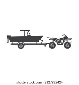 illustration of atv and boat trailers, vector art.