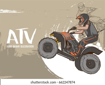 Illustration of ATV  on background design