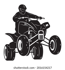 Illustration of an ATV racer. Extreme sport. Adrenalin. Four-wheeled motorcycle. 