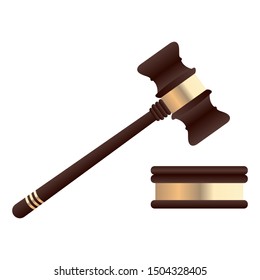 Illustration of auction vector icon, gavel sign symbol. Hammer of justice, bid symbol.