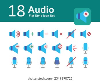 Illustration of Audio Collection design Flat Icon. Audio Flat Icon Pack. Set of Audio Flat Icon