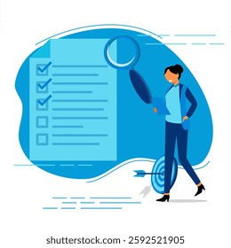 Illustration of Audit and Business Analysis. data examination and analysis. for web banners and backgrounds.
