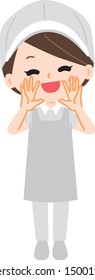 Illustration of an aunt supporting school lunch
