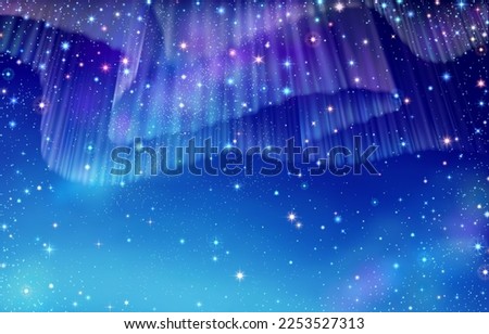 Illustration Aurora on starry sky with colorful stars, EPS 10 contains transparency.