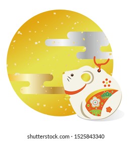 Illustration of an auspicious Japanese mouse