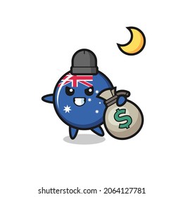 Illustration of australia flag badge cartoon is stolen the money , cute style design for t shirt, sticker, logo element