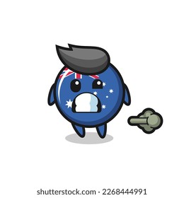 the illustration of the australia flag badge cartoon doing fart , cute style design for t shirt, sticker, logo element