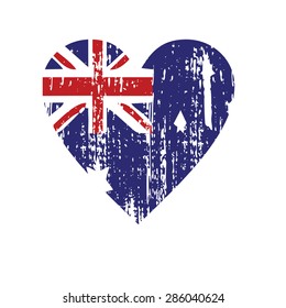 Illustration of Australia flag in the shape of a heart
