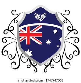 illustration Australia flag with in shield