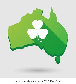 Illustration of an  Australia map with a clover