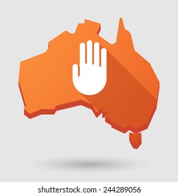 Illustration of an Australia map icon with a hand