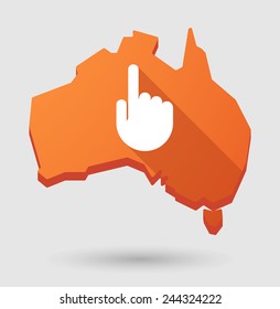 Illustration of an Australia map icon with a hand