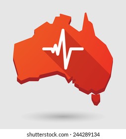 Illustration of an Australia map icon with a heart beat